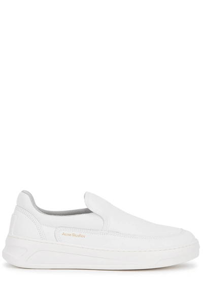 Shop Acne Studios Bennie White Leather Slip-on Sneakers