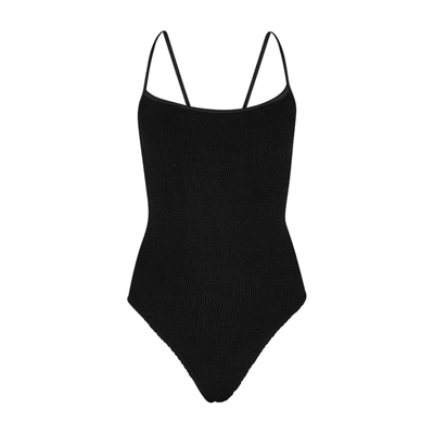 Shop Hunza G Pamela Black Seersucker Swimsuit