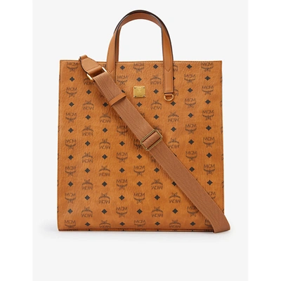 Shop Mcm Klassik Logo-print Faux-leather Tote Bag
