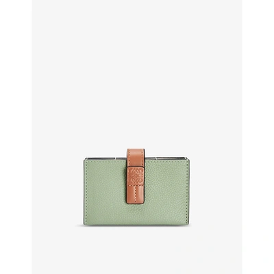 Shop Loewe Accordion Leather Cardholder In Rosemary/tan