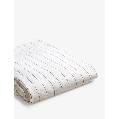 Shop Piglet In Bed White Luna Stripe-print Linen Duvet Cover