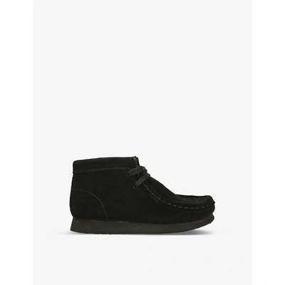 Shop Clarks Wallabee Suede Boots 6-7 Years In Black Suede