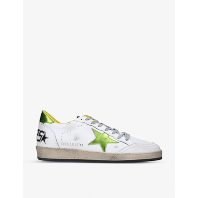 Golden Goose Ballstar White Leather Sneaker With Laminate Inserts In White/comb