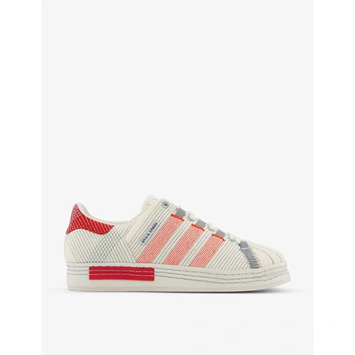 Shop Adidas Statement Adidas X Craig Green Superstar Embroidered Microsuede Trainers In Off White Bright Red Gre