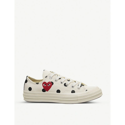 Shop Comme Des Garçons Play X Converse 70s Canvas Low-top Trainers In Polka+off+white