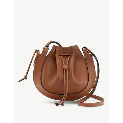 Shop Loewe Horseshoe Leather Shoulder Bag In Tan