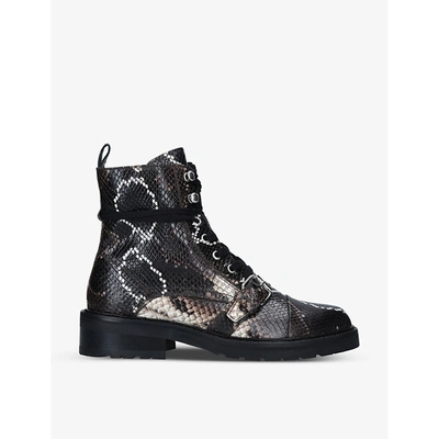 Shop Allsaints Donita Snakeskin-embossed Leather Boots In Beige Comb