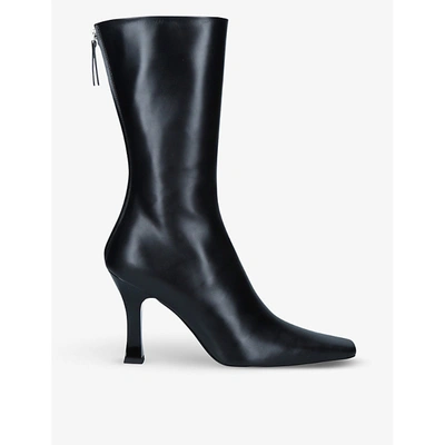 Shop The Row Office Kitten-heel Leather Ankle Boots In Black