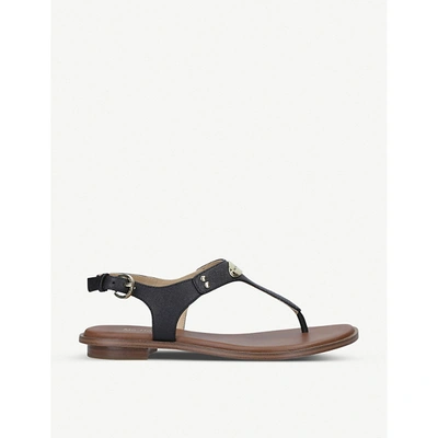 Shop Michael Michael Kors Womens Black Plate Leather Thong Sandals 4