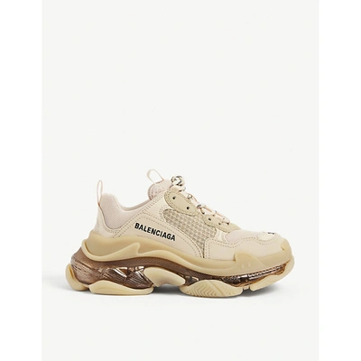 Balenciaga Triple S Faux-leather And Mesh Trainers In Beige | ModeSens