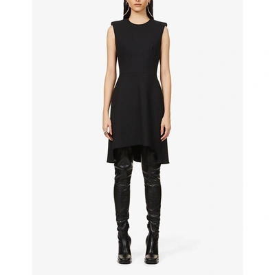 Shop Alexander Mcqueen Sleeveless Wool-blend Mini Dress In Black