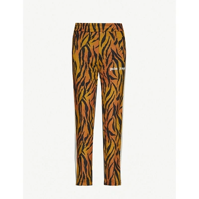 Shop Palm Angels Tiger-print Straight-leg Mid-rise Jersey Jogging Bottoms