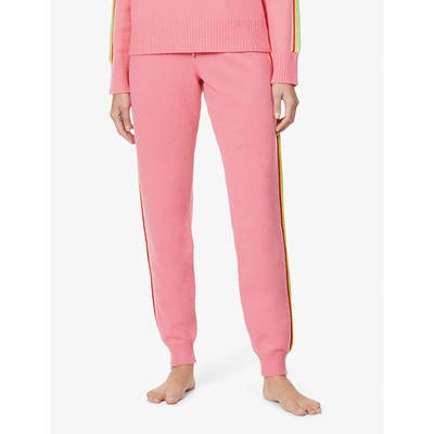 Shop Chinti & Parker Ripple Side-stripe Tapered High-rise Wool And Cashmere-blend Trousers In Bubblegum+multi