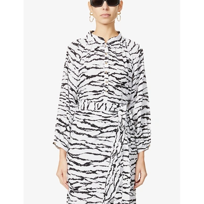 Shop Melissa Odabash Lauri Zebra-print Loose-fit Woven Shirt