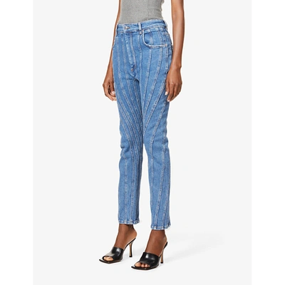 Shop Mugler Womens Medium Blue Skinny High-rise Jeans 14