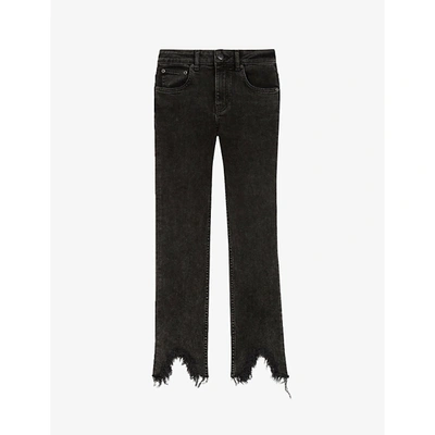 Shop Maje Womens Anthracite Pacha Frayed-hem Skinny High-rise Jeans