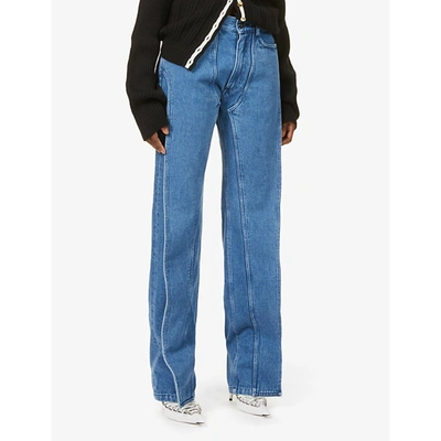 Shop Y/project Straight High-rise Jeans In Ice+blue