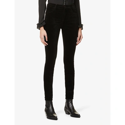Shop J Brand Womens Black Velvet Maria Skinny High-rise Stretch-velvet Jeans 24