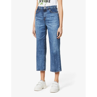 Shop J Brand Womens Dialogue Joan Cropped Wide-leg High-rise Jeans 24