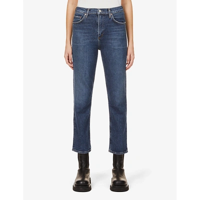 Shop Agolde Wilder Straight-leg Mid-rise Organic Cotton-blend Denim Jeans