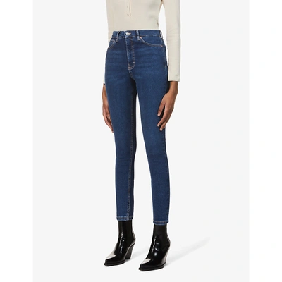 Shop Topshop Jamie Skinny High-rise Stretch-denim Jeans In Blue
