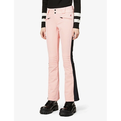 Shop Perfect Moment Glacier Flared Mid-rise Woven Ski Trousers In Pure+pink+black