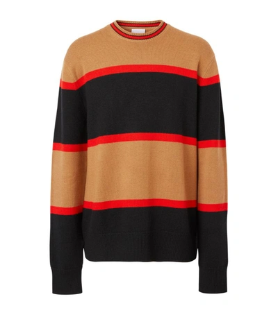 Shop Burberry Wool-cashmere Striped Sweater