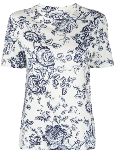 Shop Erdem Hettie Floral-print Cotton T-shirt In Neutrals