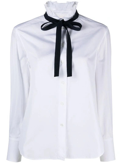 Shop Chloé High-neck Cotton Blouse In White