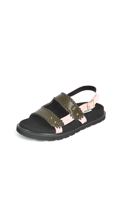 Shop Reike Nen Turnover Mold Sandals In Olive/pink