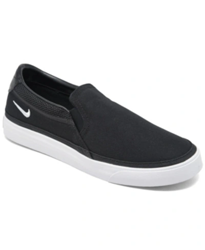 Shop Nike Women's Court Legacy Slip-on Casual Sneakers From Finish Line In Black, White
