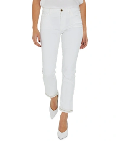 Shop Jen7 By 7 For All Mankind Jen7 Embellished Cropped-leg Ankle Jeans In White Fashion