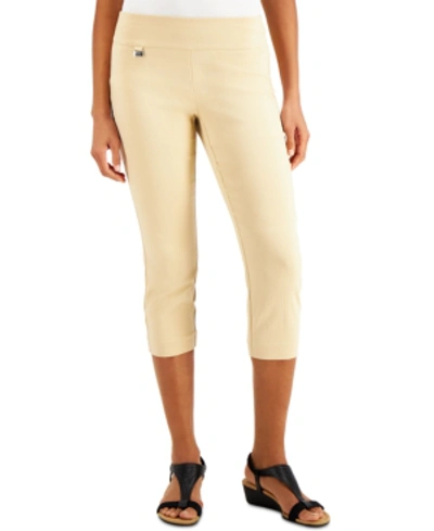 Shop Alfani Tummy-control Pull-on Capri Pants, Created For Macy's In Cream Beige