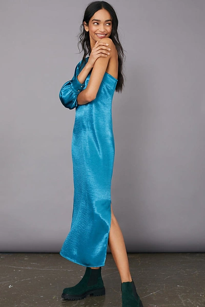 Shop Amadi Riviera One-shoulder Maxi Dress In Blue