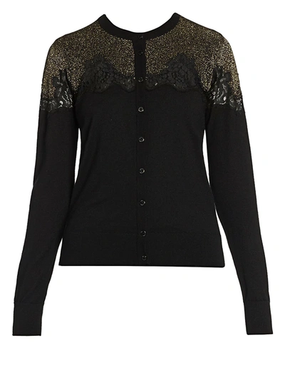 Shop Dolce & Gabbana Women's Lace Inset Cardigan In Black