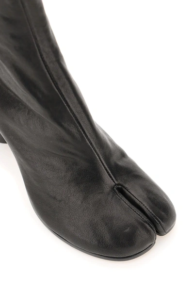 Shop Maison Margiela Tabi Leather Boots In Black