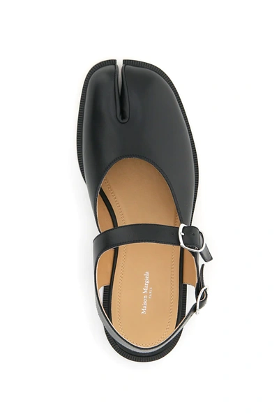 Shop Maison Margiela Tabi Leather Sandals In Black