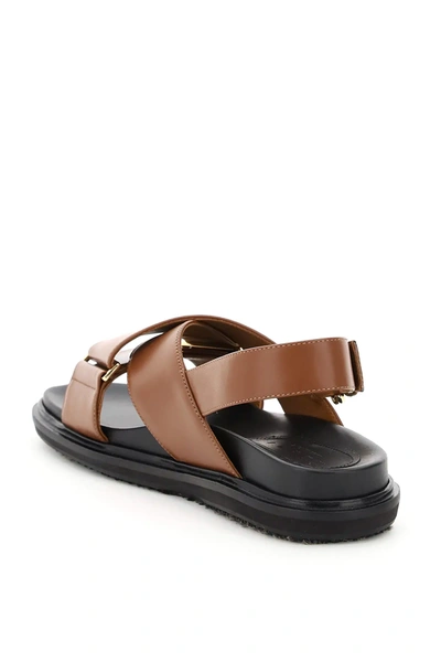 Shop Marni Fussbett Calfskin Sandals In Brown