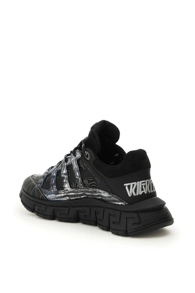 Shop Versace Trigreca Sneakers In Black,silver