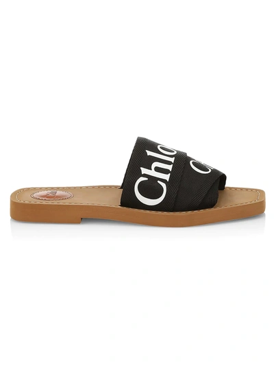 Shop Chloé Women's Woody Flat Sandals In Black