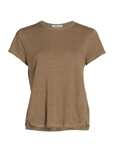 Shop Frame Easy True Organic Linen T-shirt In Desert