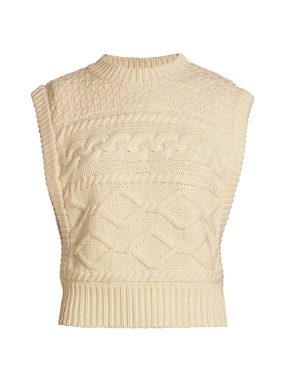 Shop Gestuz Lupia Cable Knit Wool-blend Sleeveless Sweater In Turtledove