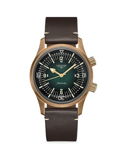 Shop Longines Men's The  Legend Diver 42mm Rose Goldtone Stainless Steel Watch With Interchangeable Straps In Green Grey