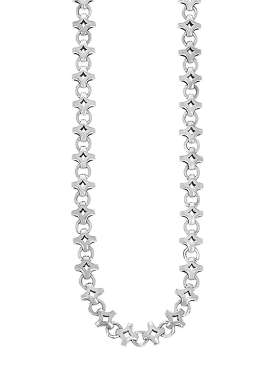 Shop King Baby Studio Men's Small Diamond Link Sterling Silver Necklace