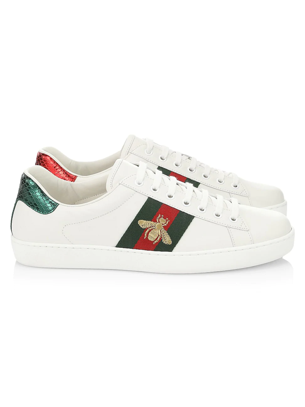 gucci white bee ace sneakers