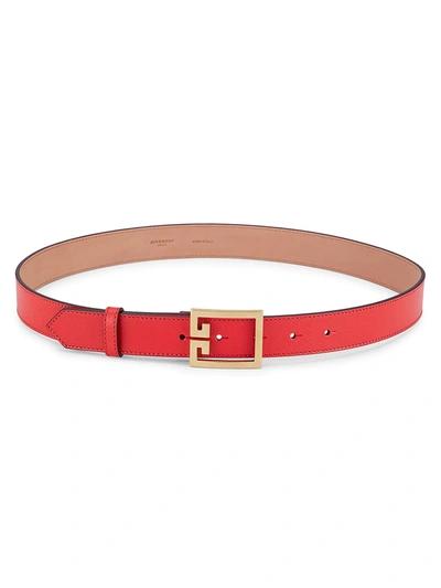 Shop Givenchy Women's Gv3 Leather Belt In Light Red