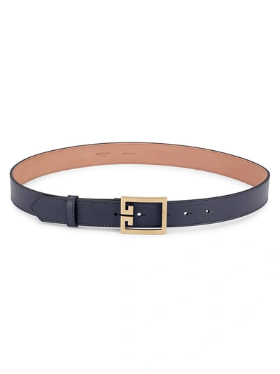 Shop Givenchy Gv3 Leather Belt In Navy