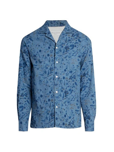 Shop Officine Generale Officine G N Rale Dario Printed Button-down Shirt In Denim Blue