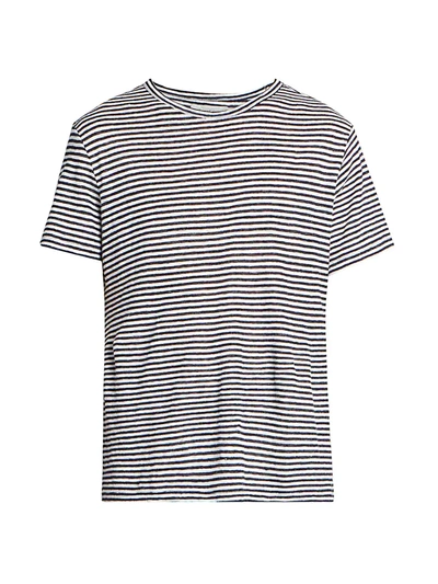 Shop Officine Generale Stripe Linen T-shirt In Black White