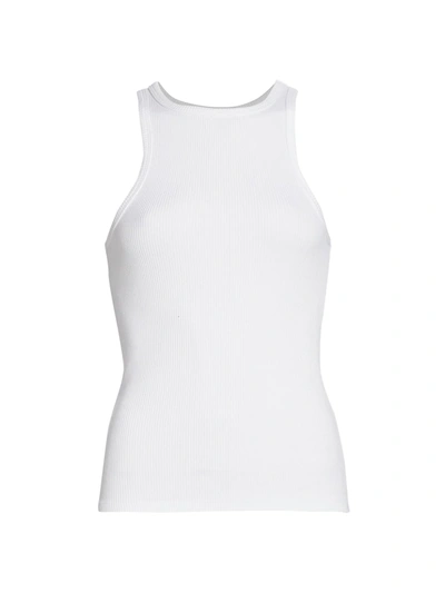 Shop Agolde Women's Halterneck Rib Tank Top In White